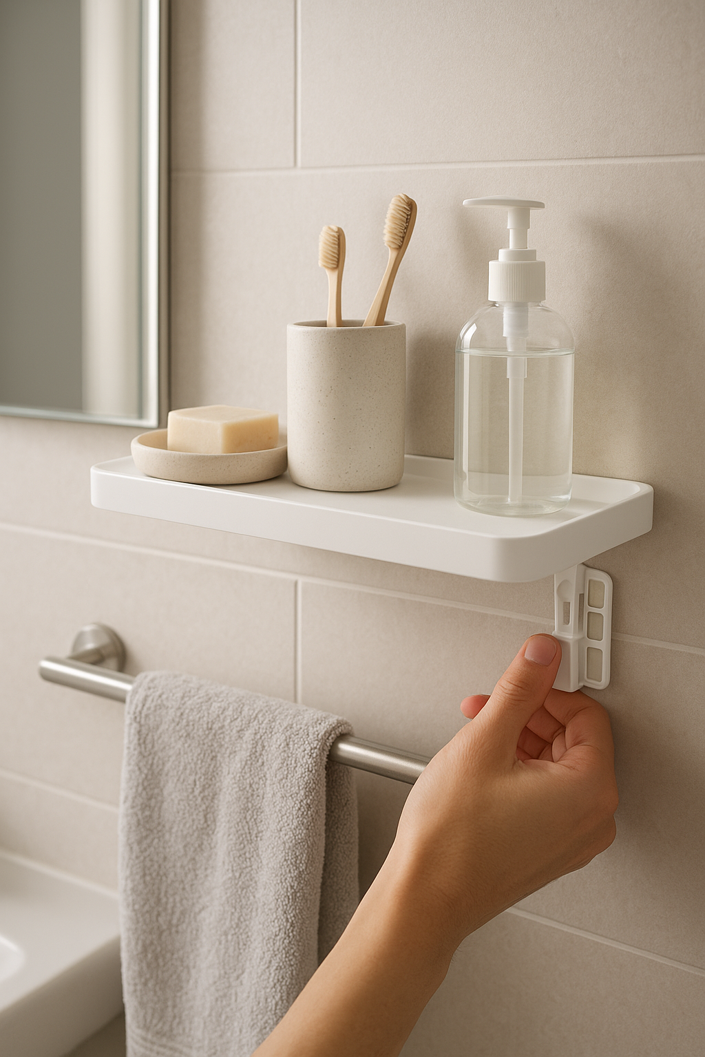 Fürdőszoba polcok rögzítése fúrás nélkül: praktikus tippek